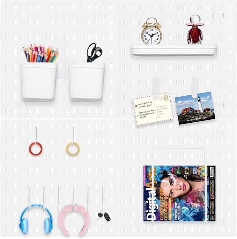 choisonye Pegboard Combination Kit, White Pegboard Wall Organizer with 4 (12"*12") Plastic Panels and 14 Accessories, Ideal for Craft Room, Bathroom, Nursery Storage, and Office - Image 1